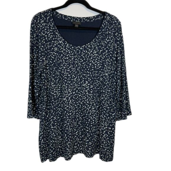 J. Jill Wearever Collection Navy Blue with White and Sage Green Size Large - Picture 1 of 13